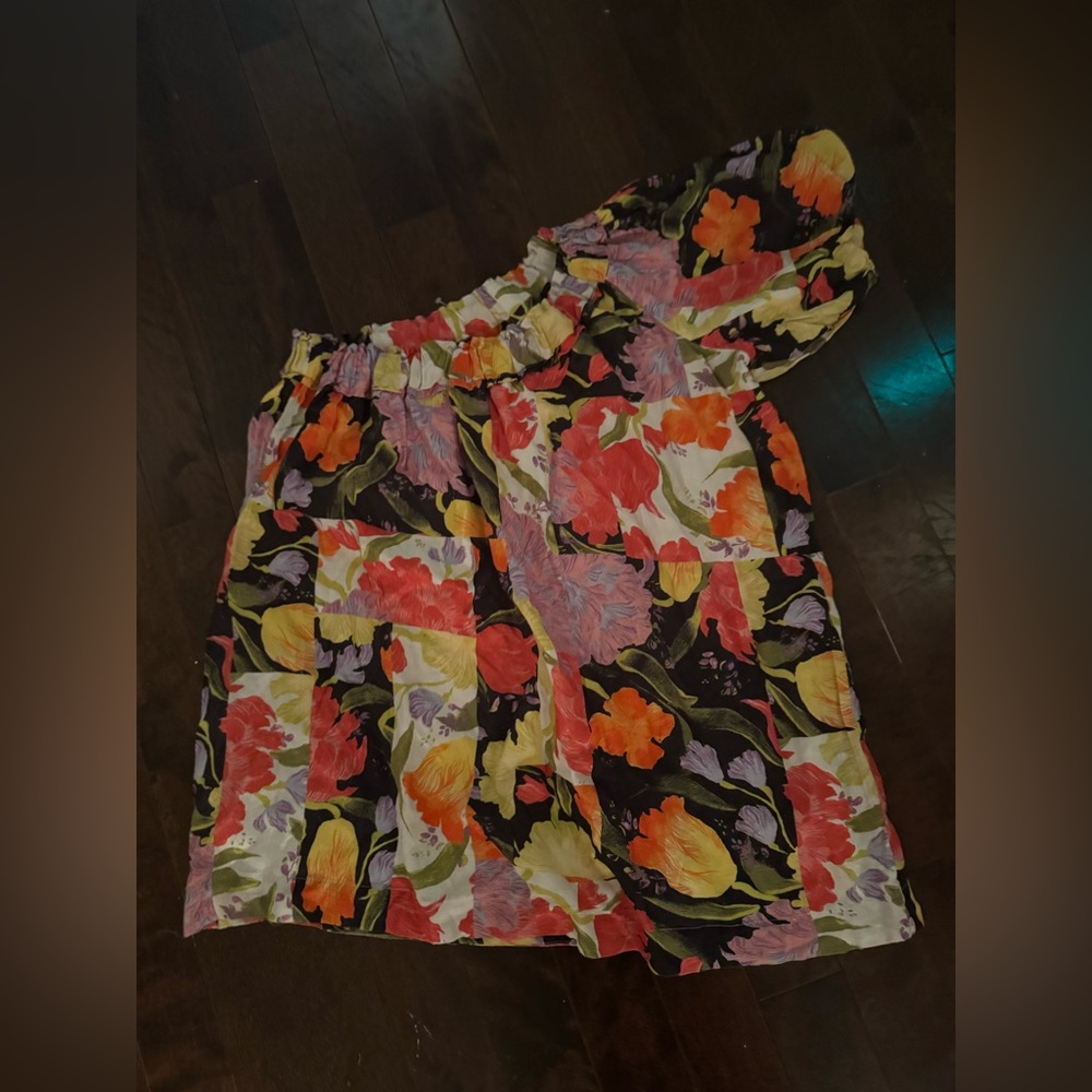NWT Anthropologie Yukiko Noritake One-Shoulder Mini Dress Women's Floral - Picture 6 of 10